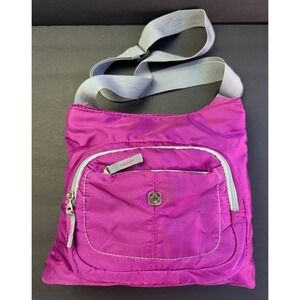 SWISS GEAR Fuchsia Pink Purple Crossbody Purse Tote Travel Bag Pockets 12x11 Zip